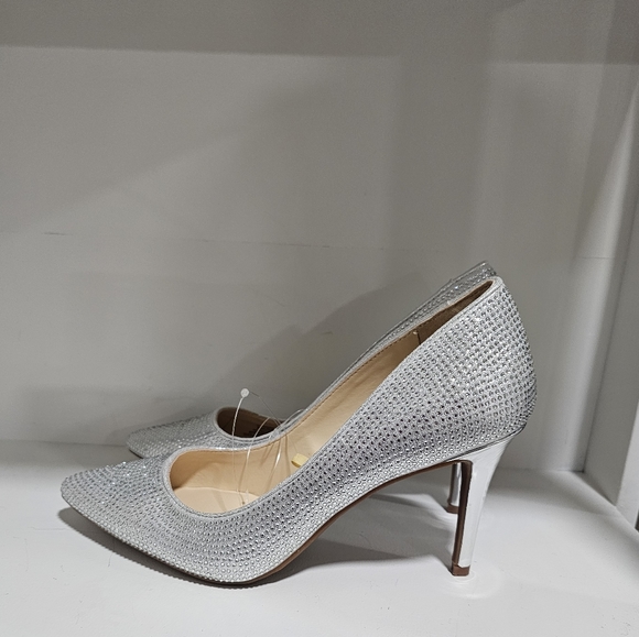 jessica simpson lindiza rhinestones sparkly silver heels new - Picture 4 of 8